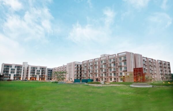 Front elevation of Swayam City residential project in Joka with open spaces and modern design