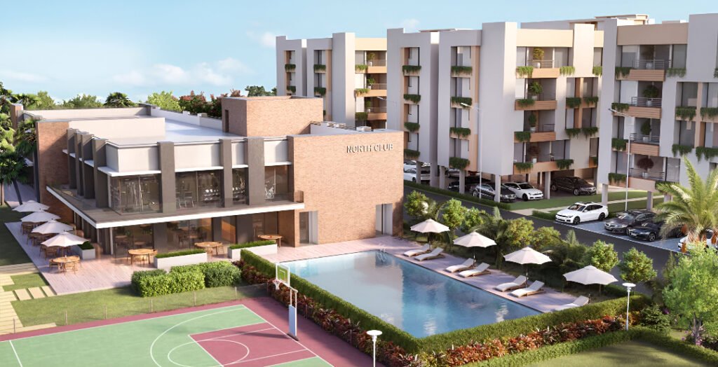 Swimming pool and clubhouse at Swayam City Joka with modern sports and fitness facilities
