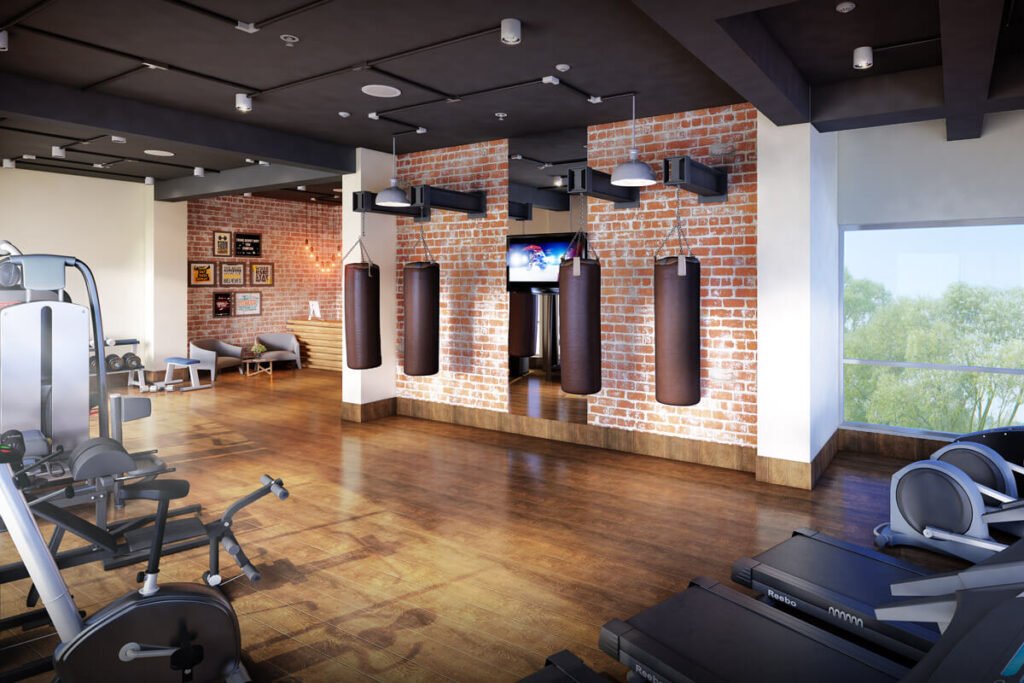 Outdoor fitness and jogging tracks at Sojon podium Joka