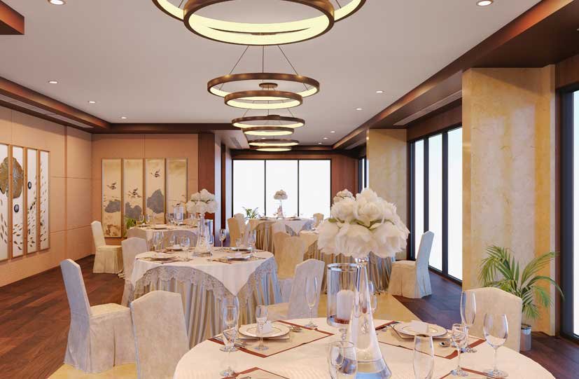 Reception lobby and community hall at Atri Aqua residential project